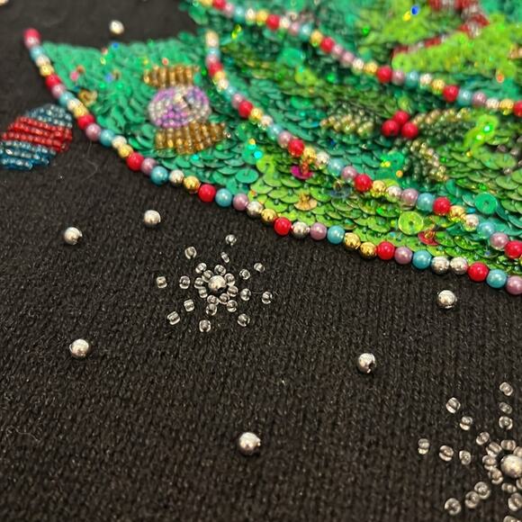 The Quacker Factory Sweater Woman’s‎ M Med Christmas Sequined Velour V-neck Cozy - Picture 11 of 16